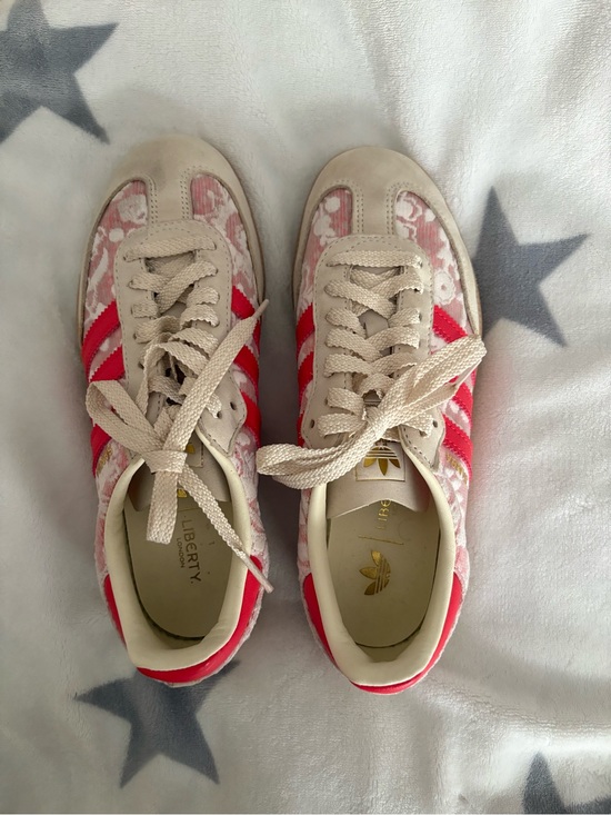 adidas Shoes - adidas Beige and Hot Pink Floral Liberty Lace-Up Sneakers